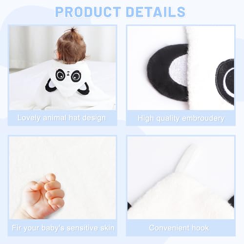 Image of Baby Hooded Bath Towel for Newborns Infants and Toddlers Soft Absorbent Rayon Baby Hooded Towel with Cute Animal Hood Skin Friendly 30 x 30 Inches (White)