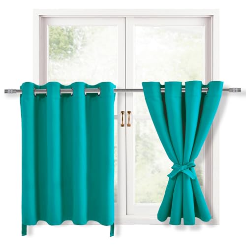 Hiasan Blackout Curtains for Bedroom, Peacock Teal, 52 x 36 Inch, 2 Panels