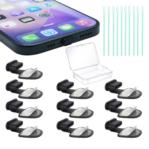 USB C-Type Anti Loss Dust Plugs, USB C-Type Port Silicone Dust Covers, with Detachable Adhesive for...