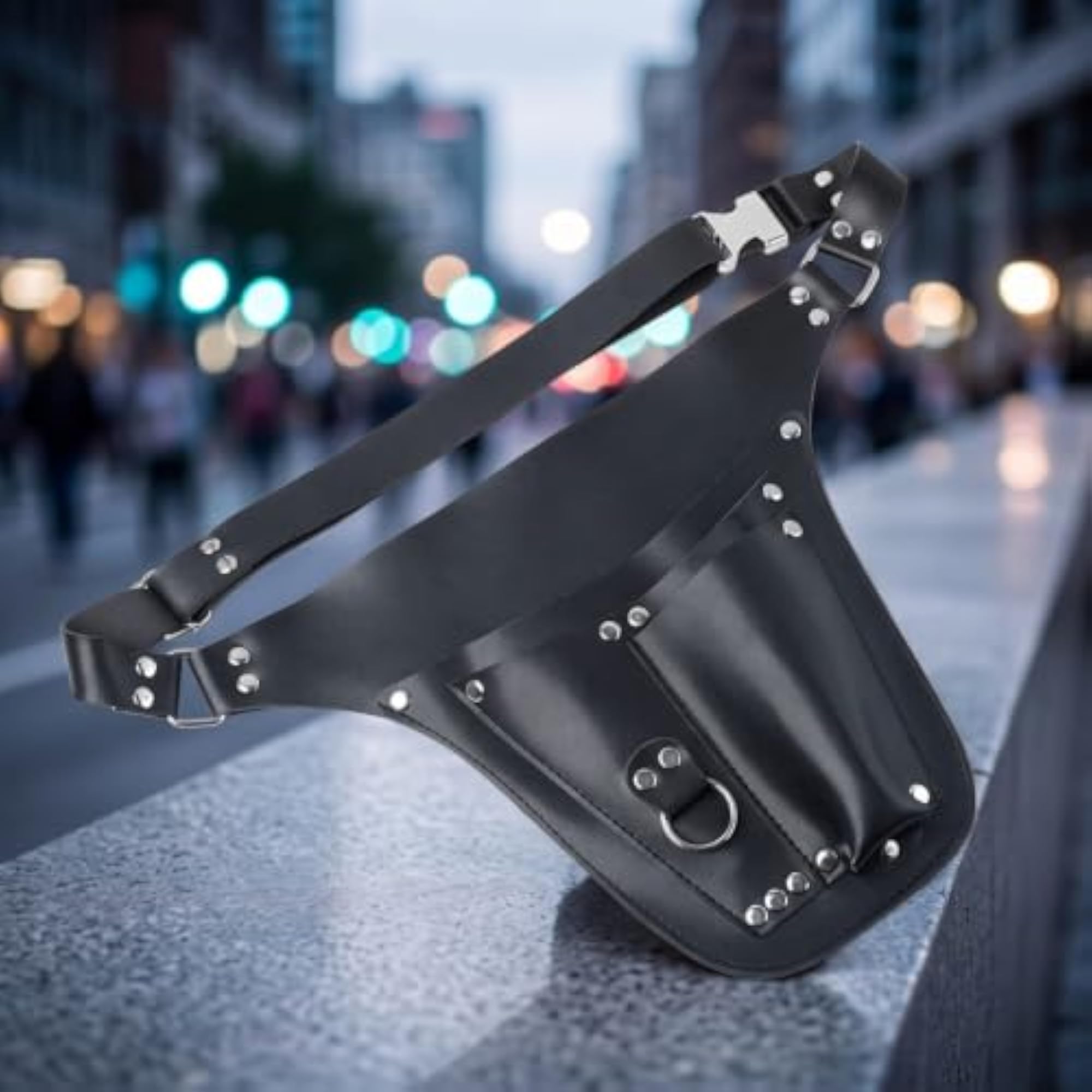 Utilitarian Waist Bag with Adjustable Strap, Edgy Inspired