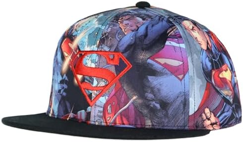 DC Comics Superman Logo Baseball Hat Adult Fighting Scenes Sublimated Adjustable Snapback Cap Multicolored image 5