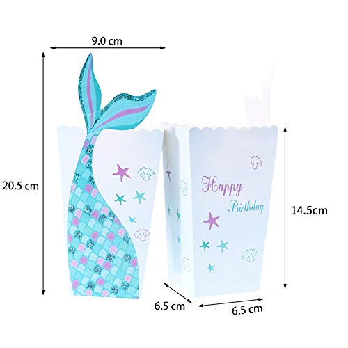 24 Pcs Popcorn Boxes Movie Theater Night Paper Popcorn Boxes Mermaid Popcorn Containers Boxes For Movie Night Movie Party Theme Theater Themed Decorations Or Carnival Party Circus,Mermaid #TOP6