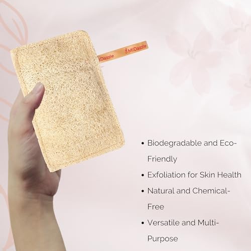 Image of Midazzle Natural Bath Loofah Scrubber - Premium Exfoliating Body Scrubber for Deep Cleansing, High-Lather Foam, Gentle Skin Renewal, Improved Circulation, and Refreshing Bath Experience (MIOL6105)