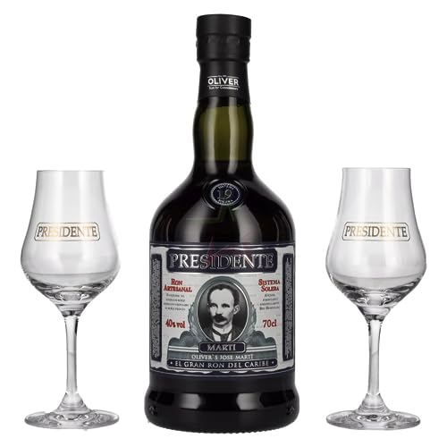 Presidente Marti 19 Años Solera con 2 bicchieri 40,00% 0,70 Liter