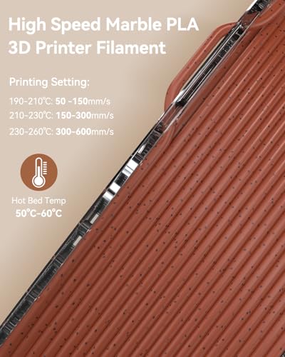 Image of SUNLU High Speed Marble PLA Filament, 600mm /s High Speed PLA 3D Printer Filament, Natural Marble-Like Texture, No-Tangling, Fit Most FDM Printers, 1kg Cement Grey