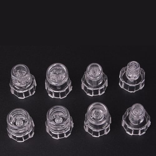 Plastic Hydro Dermabrasion Microderma Heads Hydro Facial Aqua Peel Tips Water Peeling Caps Facial Care Skin Cleaning Tool Beauty Machine Replacement Spare Parts 8pcs Per Set （Transparent）