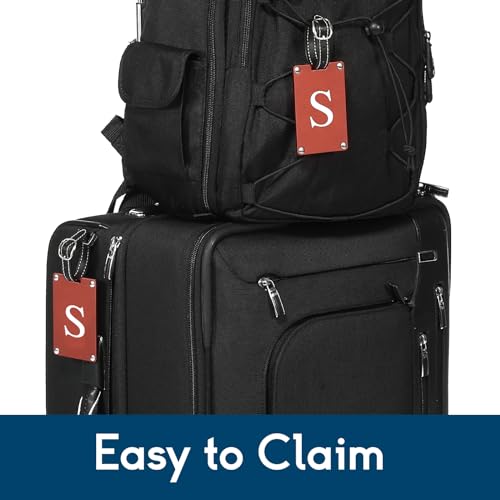Premium 3-Layer Aluminum Luggage Tags by Fortuna - Easy to Claim, Laser-Engraved, Plastic-Free, and Eco-Friendly Luggage Tag Holders, 2-Pack, Red (S)3
