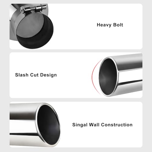 Image of MuHize 3 Inch Inlet Exhaust Tip, 6 inch Outlet 15 inch Overall Length Tail Pipe