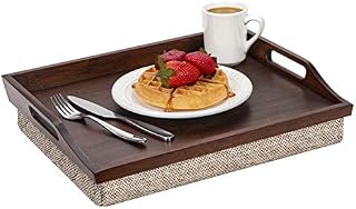 LapGear Rossie Lap Tray with Detachable Pillow, Serving Tray - Espresso Bamboo