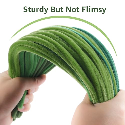 YONOVO 500 Pcs Green Pipe Cleaners for Crafts Flowers Bulk 8mm Thick 12 inch Long, Pipecleaners Chenille Stems Fuzzy Sticks Wire Tiges Chenilles for Kids Christmas Craft Supplies (Gradient Green) - Thumbnail 5
