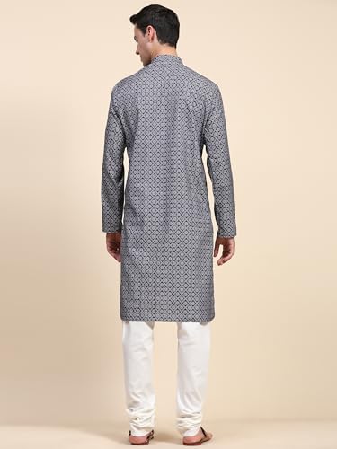Image of SKAVIJ Men's Viscose Rayon Festive Printed Cotton Kurta Pajama Set | Traditional Ethnic Wear for Men | Perfect for Diwali, Wedding & Festive Celebrations