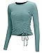 Workout Tops for Women Long Sleeve Cropped Athletic Shirt (Green Heather,M)
