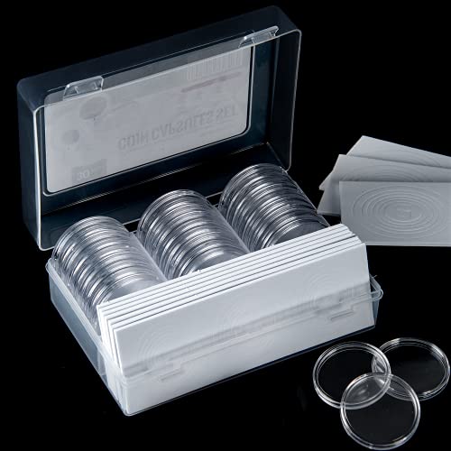 Cápsulas de Monedas con Junta Ajustable y Caja organizadora - Estuche con Soporte para Monedas de 30 Piezas con Caja de Almacenamiento para Suministros de recolección de Monedas DC06030D Cover