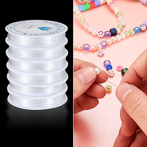 12 Pcs Clear Elastic Thread, 8mx0.8mm Crystal Beading Stretch Strings, Jewellry Bracelet Making Cords, Invisible Bead Thread String for DIY Jewellery Bracelet Necklace Making