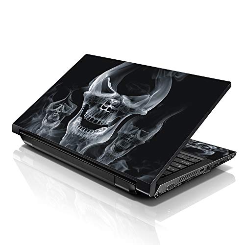Image of LSS 17 17.3 Inches Laptop Notebook Skin Sticker with 2 Wrist Pads - Reusable Cover Protector Vinyl Sticker Cover Decal Fits 17 inch - 19 inch HP Asus Acer Samsung - Smoke Skull Pattern