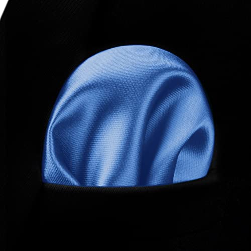 Image of HISDERN Mens Solid Color Ties Formal Satin Necktie and Pocket Square Set Classic Wedding Business Tie & Handkerchief