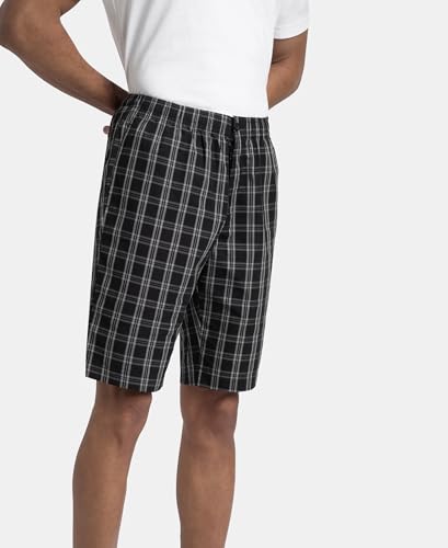 Image of Jockey 9005 Men's Super Combed Mercerized Cotton Woven Fabric Regular Fit Printed Bermuda with Side Pockets