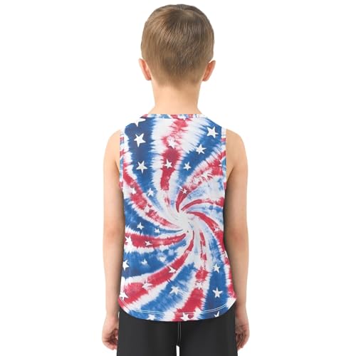 Boys' Tank Top Shirt Red Blue White Swirl Sleeveless T-Shirts3