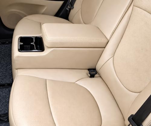 Image of PABLA Universal Premium Car Rear Seat Armrest with Memory Foam Cushion And Storage Box,Dual Cup Holders,Dual-Mount Fit (Full Beige Color)