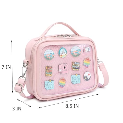 Image of Compact Square Ita Crossbody Purse Pin Display Messenger Shoulder Bag | Shoulder Bag Suits Cosplay And Daily Commutes