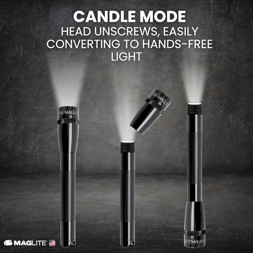 MagLite Mini LED Flashlight - Ultra Bright 127 Lumens, Adjustable Beam, Water-Resistant IPX4, Shock Resistant, 2 Power Modes, includes 2 AA Premium Alkaline Batteries - (Combo Pack, Black) - Image 8