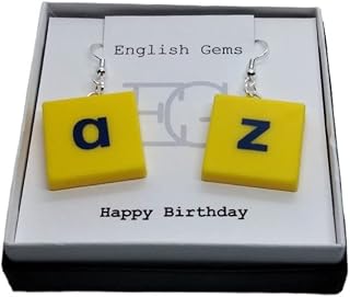 Junior Scrabble Drop Earrings Game Pieces Choice of: Letters/Metals/Good Wishes/Sentiments on Insert in Gift Box