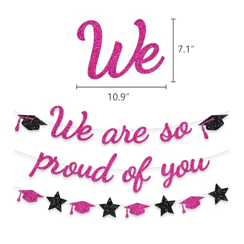 Image of We Are So Proud Of You Banner Graduation Party Decorations Glitter Congratulations Class Grad Ideas Hotpink