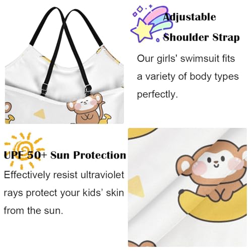 Image of Girls one Piece Swimsuit Summer UPF 50+ Quick Dry Beach Bathing Suit with Straps Swimwear 3-10 Years