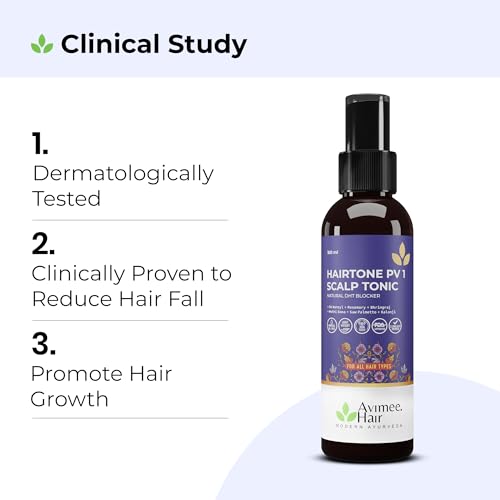 Avimee Herbal Hairtone PV 1 Scalp Tonic | Natural DHT Blocker | Hair Serum for Hair fall Control | With Rosemary, Saw Palmetto, Amla, Methi & Bhringraj Extracts | Serum For Men & Women | 100 ml