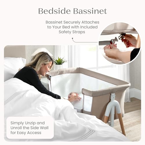 image for Delta Children Bondi Adjustable Height Bedside Beechwood Bassinet with