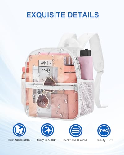 Image of Clear Backpack for Stadium Events, 12x12x6 Small Clear Plastic bag with Reinforced Straps for Game Security Festival Concert