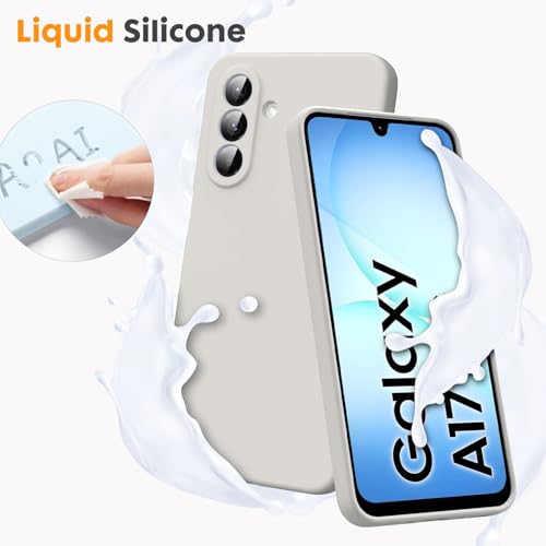 Image of DIZORO Microfiber Candy Case for Samsung A17 5G Smooth Touch Cushion Liquid Soft Silicone Gel Rubber Phone Cases Non-Slip Full Body Protective Shockproof Back Cover -Stone