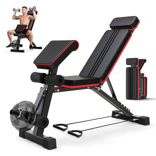 SOFTHOM Banco de pesas plegable, banco de pesas ajustable, multifunción, capacidad de carga de 400 kg, entrenamiento de cuerpo entero, banco abdominal, banco de entrenamiento ajustable en casa o en el