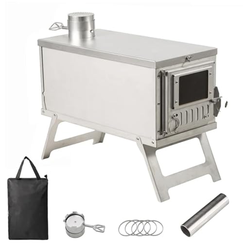 Personaliza lo que necesitas estufa de leña portátil para mochileros, camping pirámide con bolsa de transporte para exteriores, cocina, barbacoa, caravana, supervivencia (chimenea de 2,5 m)
