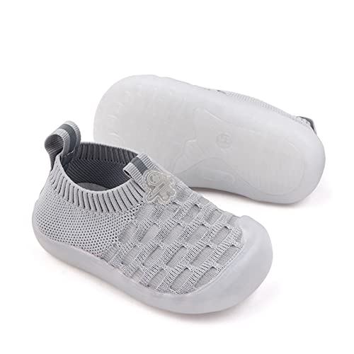 Girls Leisure Shoes Mesh Shoes Breathable Soft Sole Sport Shoes Socks Shoes Toddler Girl Tennis Shoes (Grey, 18)4