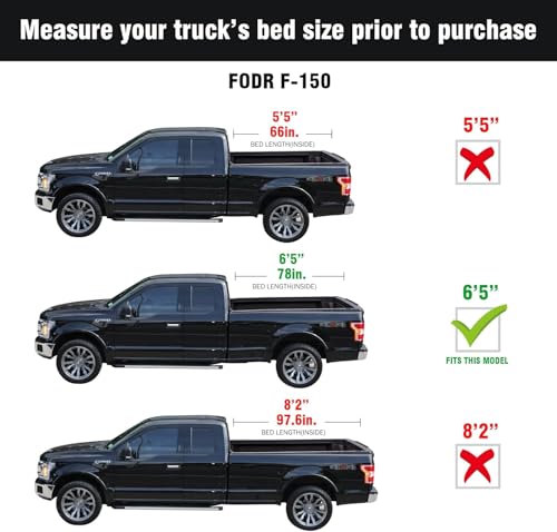 Image of Tutel Low Profile Hard Shell Folding Truck Bed Tonneau Cover|Fits 2015-2026 Ford F-150 6.5' Bed (78 inch) - TTLTMLPT017