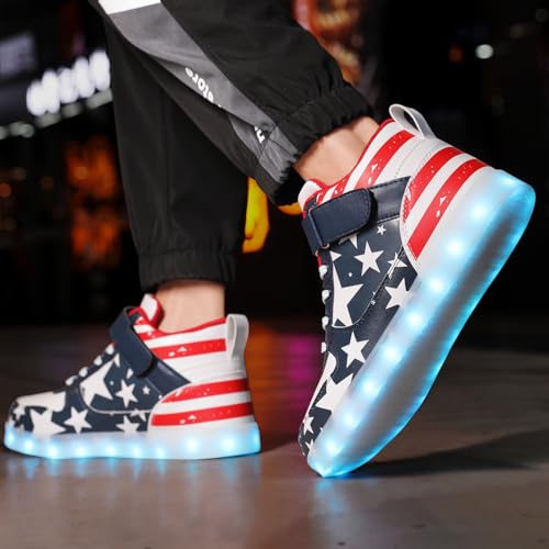 Image of JEVRITE Unisex LED Light Up High Top Sneakers - USB Charging for Women & Men - Couples Shoes