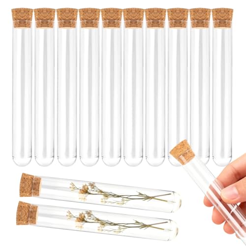 GNALIA Tube À Essai Verre 10 Pièces Transparent 12×100Mm, Avec Bouchon Liège Pour Bonbons,...