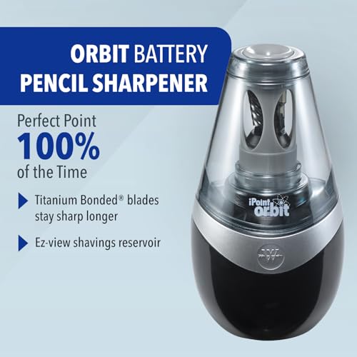 Taille-crayon sans fil Westcott iPoint Orbit noir électrique et portable - 2