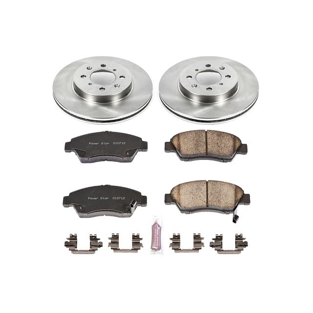 Image of PowerStop Z17 Replacement Brake Pad & Rotor Kit Front KOE694 | Honda Civic, Honda Fit, Civic del Sol Ceramic Brake Pads + Disc Rotors