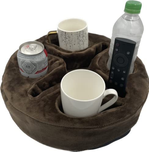 Xchouxer Couch and Bed Cup Holder Pillow Sofa Organizer Caddy for Drinks Remotes Phones Snacks (Brown)