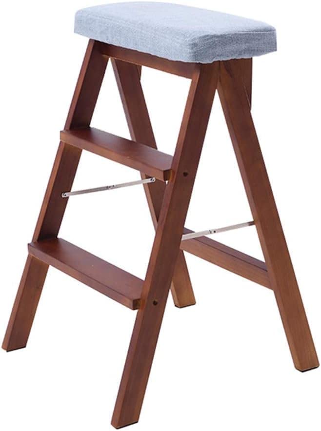 Chaise d'échelle polyvalente et robuste escabeau pliant 3 marches bois marron