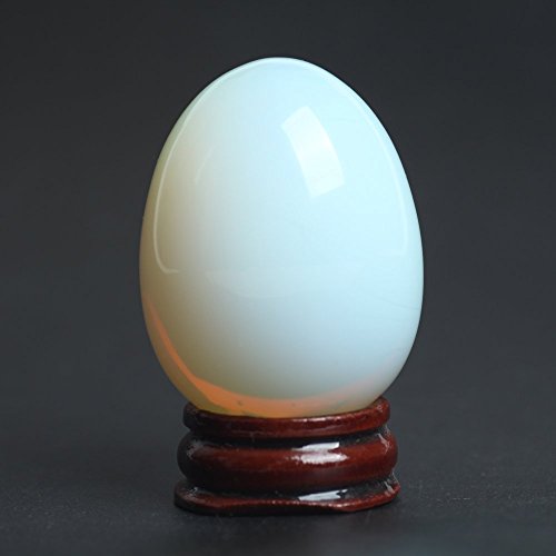 2 Inches Opal Gemstone Carved Eggs Quartz Reiki Crafts Crystal With Wood Stand #TOP4