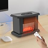 Fireplace Heater,Mini Fireplace Heater Portable with Realistic 3D Flame Adjustable Heating Modefor Home and Office Decor (Black,1000W)