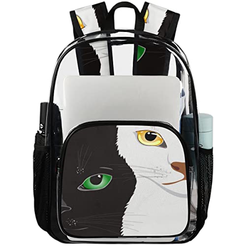 Sac à dos transparent pour le travail et l'université avec motif chat et sangle colorée
