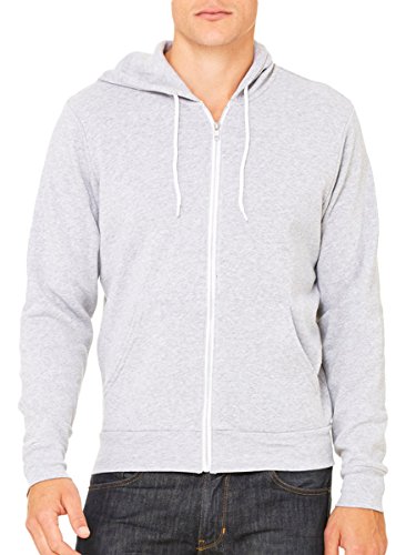 Bella 3739 Unisex Poly-Cotton Fleece Full-Zip Hoodie - Athletic Heather - XS (US)