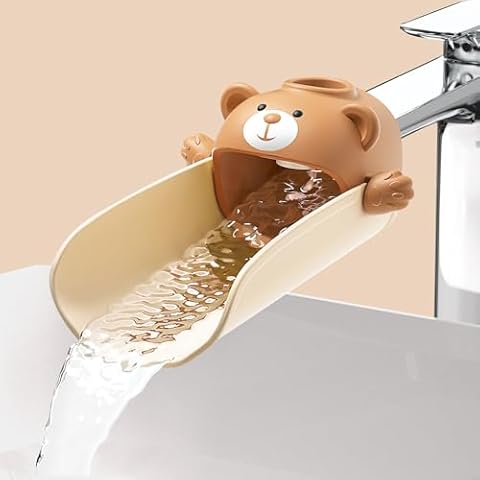 Skyroku Faucet Extender for Toddlers, Sink Extenders with Temperature Sensitive for Kids Hand Washing Sink Faucet Extension,Suitable for Bathroom Sink, Kitchen,Bathtub (Brown) Cover
