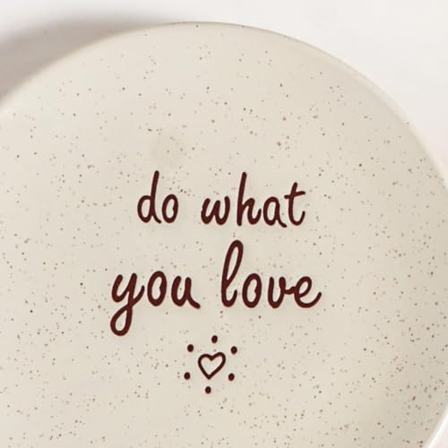 Image of Nestasia Ceramic Round Snack Plate Set of 4 (15cm Each) - Inspiring Quotes Embossed Small Plates for Serving Snacks & Desserts | Microwave & Dishwasher Safe (White, Grey, Red, & Taupe)