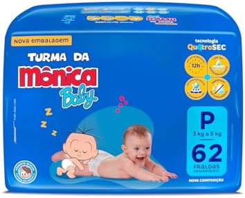 Fralda Turma da Mônica Baby Mega P 62 Unidades