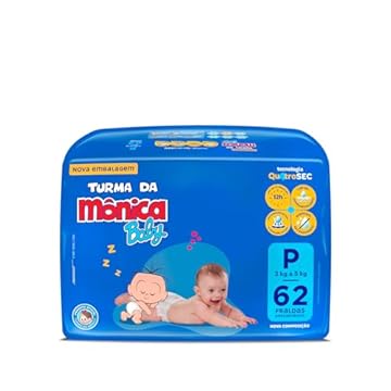 Fralda Turma da Mônica Baby Mega P 62 Unidades